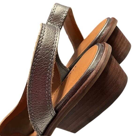 LUCKY BRAND Safello Leather d'Orsay Pewter Asymmetric Slingback Sandals  Size 9 - Picture 11 of 15